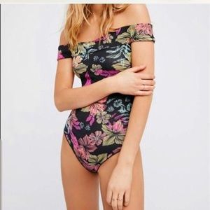 Free People Off the Shoulder Printed Bodysuit
